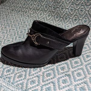 Etienne Aigner Black Leather Mules Cece 8.5